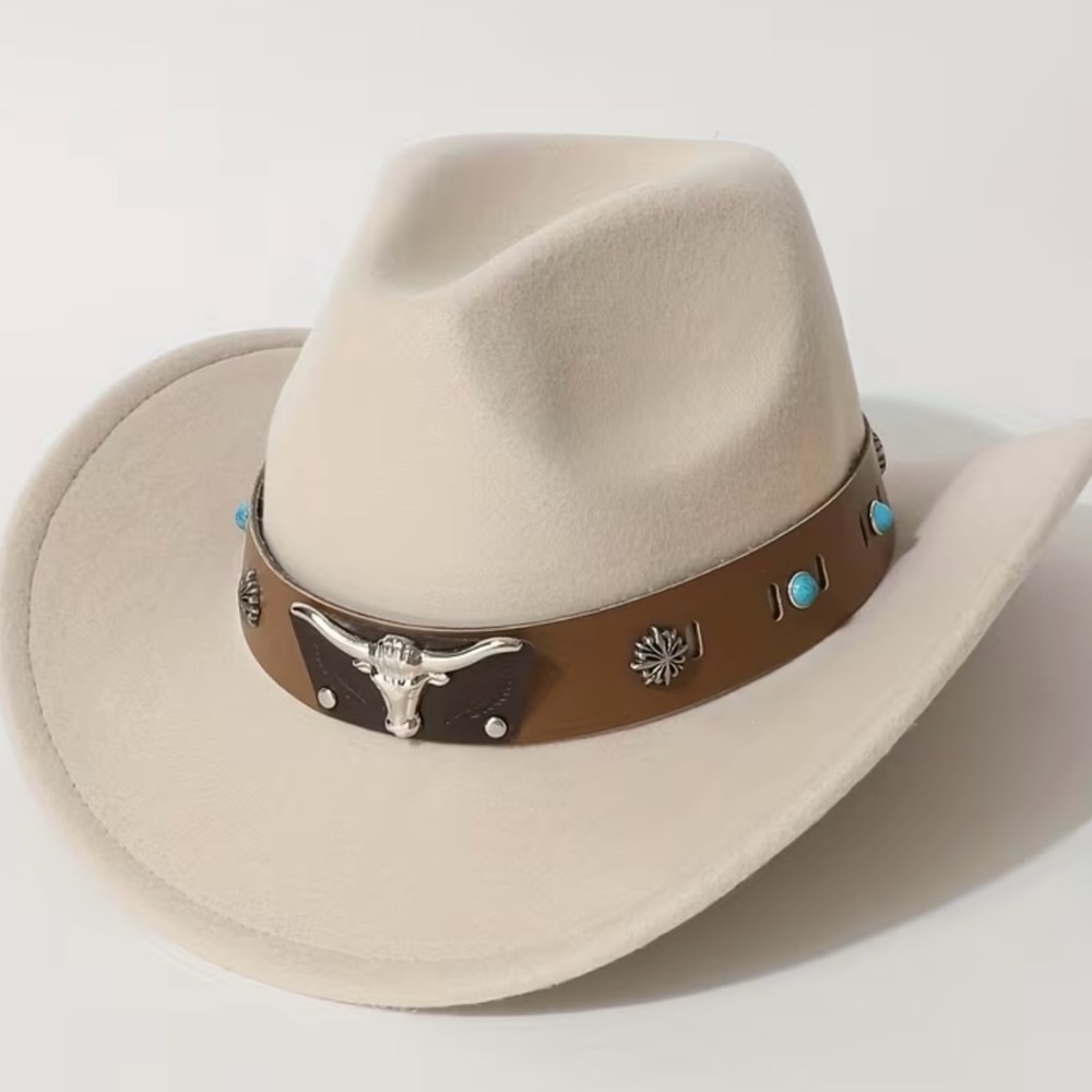Women’s Beige Cowboy Hat‎ with Brown Band
